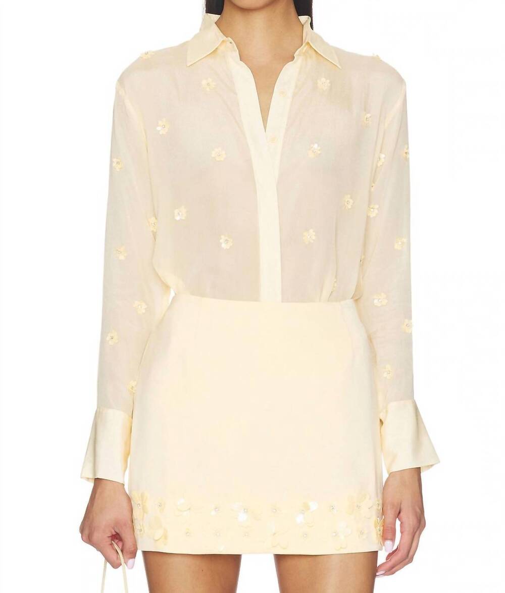 NEW KARINA GRIMALDI ayla embroidered shirt in pastel yellow